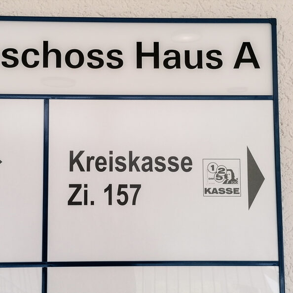 Hinweisschild Kreiskasse